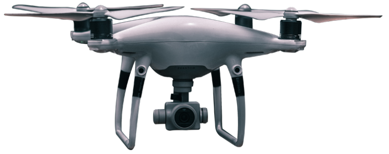 biały dron z kamerą